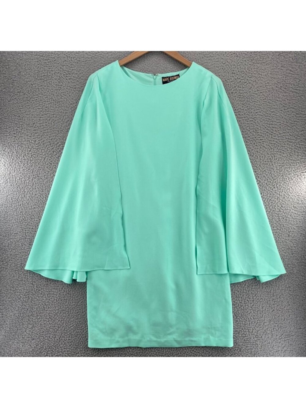 Marc Bouwer Dress Womens Large Unlimited Seafoam Sleeveless Cape Topper Shift